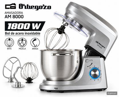 Orbegozo AM 8000 Küchenmaschine 1800W 7L Edelstahl Rührmaschine Kneten C-06