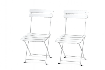 Mano Gartenstuhl 2er Set Metall weiß Terrasse Balkon Outdoor Stühle