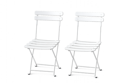 Mano Gartenstuhl 2er Set Metall weiß Terrasse Balkon Outdoor Stühle