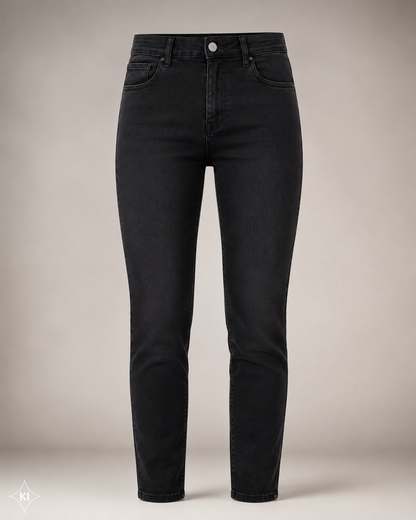 VIA MILANO Thermo Jeans Damen Gr. 22 Kurz Schwarz 5-Pocket Winterjeans Hose D3