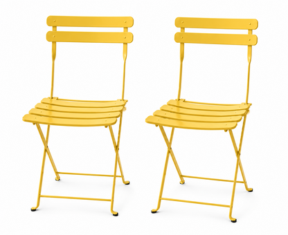 Mano Gartenstuhl 2er Set Metall Gelb Terrasse Balkon Outdoor Stühle