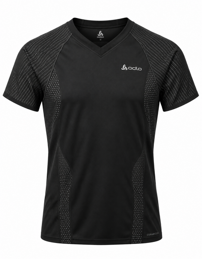 ODLO Damen Funktionsshirt Gr. S Schwarz Kurzarm Sportshirt Running Fitness Z