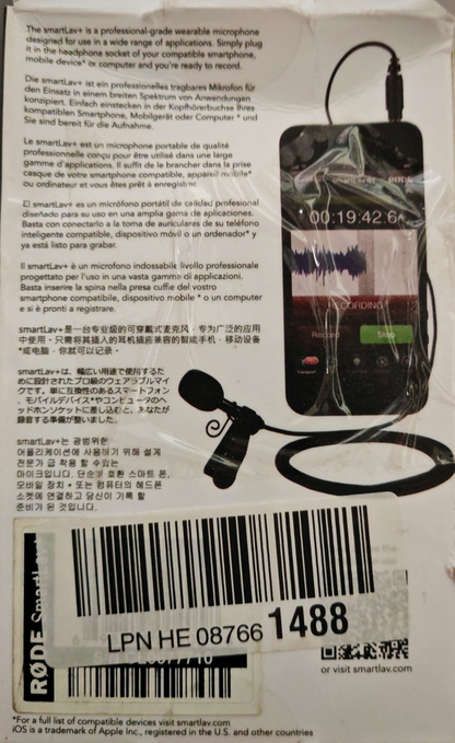 RØDE SmartLav+ Lavalier Mikrofon Smartphone Ansteckmikrofon TRRS Aufnahme A8