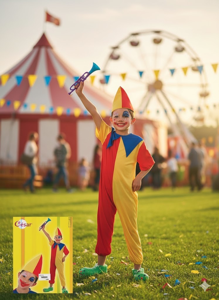 César Clown Kostüm Kinder Gr. 132 8-10 Jahre Fasching Karneval Verkleidung