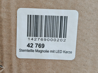 Sternenteller Magnolie mit LED Kerze Weihnachtsdeko Adventsgesteck Gold 22cm A31