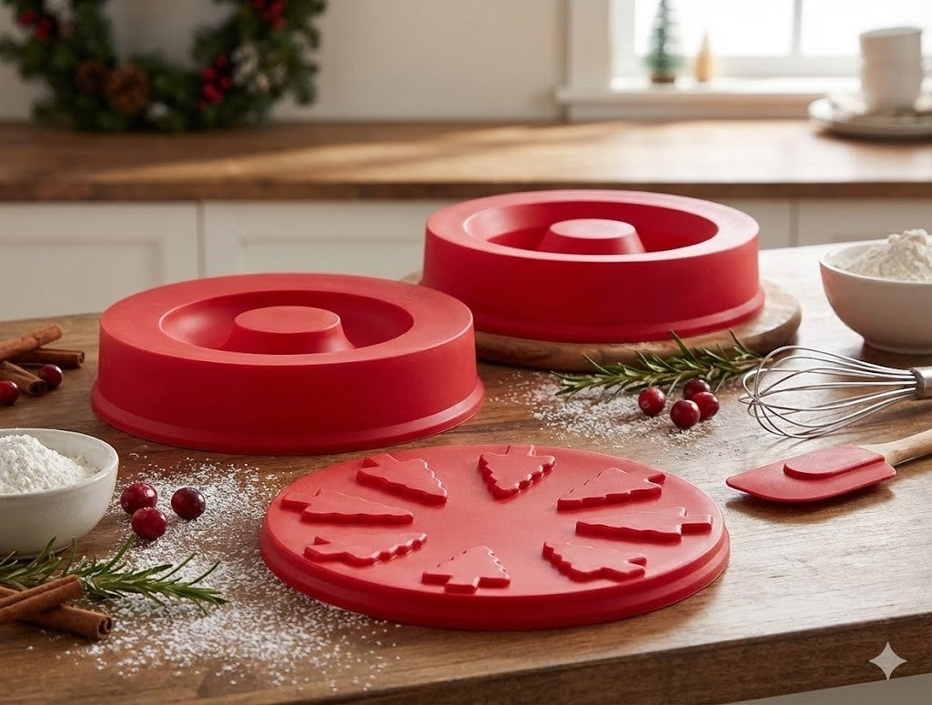 3D Backform Tannenbaum Silikon Ø 25 cm 3-teilig Weihnachts Backen