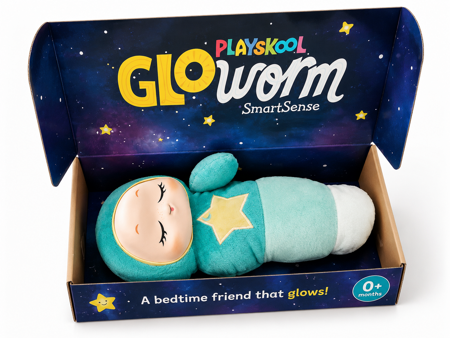 Playskool Glo Worm SmartSense Stoffspielzeug Baby Geräuscherkennung Aufnahme D4