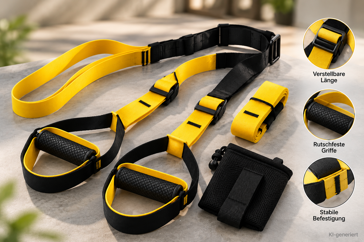Foneso Schlingentrainer Suspension Trainer Fitness Ganzkörpertraining Gelb E2