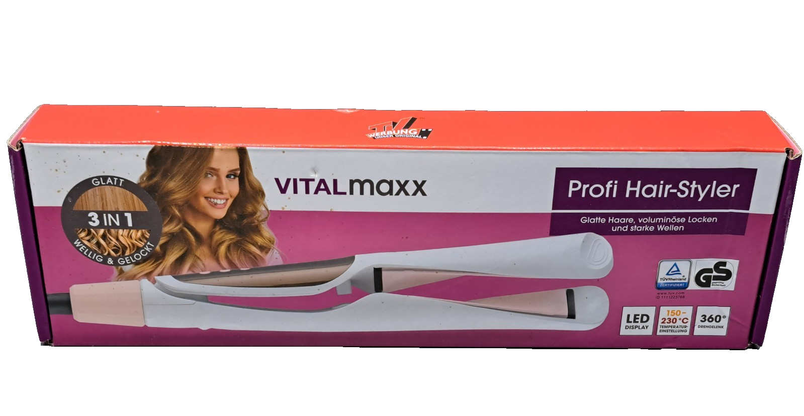 VITALmaxx Profi Hair Styler Lockenstab Glätteisen Locken & Glätten Haarstyle C1