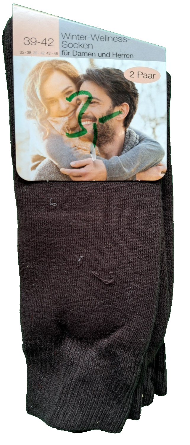 Lycra Winter-Wellness-Socken für Damen und Herren 39-42, 2 Paar