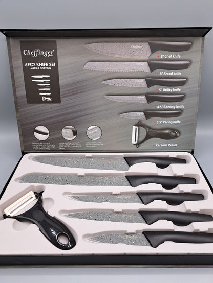 Cheffinger Messerset 6tlg Marble Küchenmesser Set