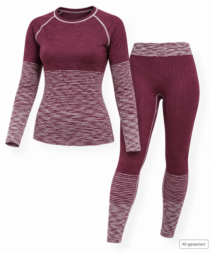 CRANE Damen Thermounterwäsche Set Gr. L 44/46 Bordeaux Shirt Hose Funktion G3