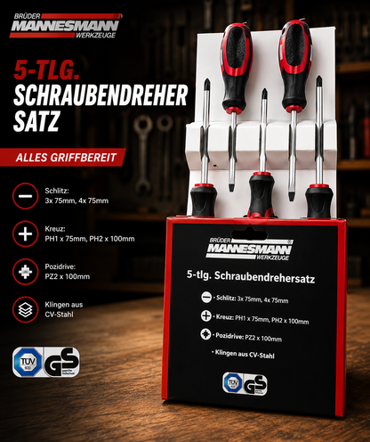 Brüder Mannesmann M11305 Schraubendreher Set 5tlg CrV Stahl Werkzeug Profi