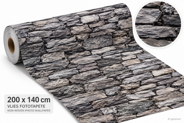 ENKii Vlies Fototapete Steinwand Grau Bruchstein 200x140 cm Premium Plus E2