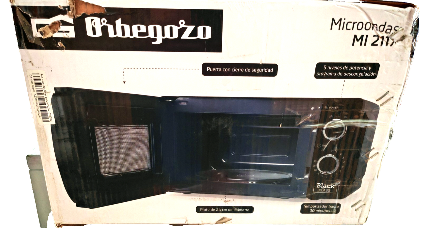 Orbegozo MI2117 Mikrowelle 20L 700W Schwarz 6 Leistungsstufen Timer Küche HO-A22