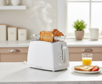 Russell Hobbs Groove White Toaster, 2 Scheiben