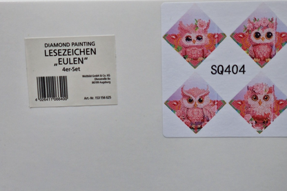 Diamond Painting Lesezeichen Eulen 4er set