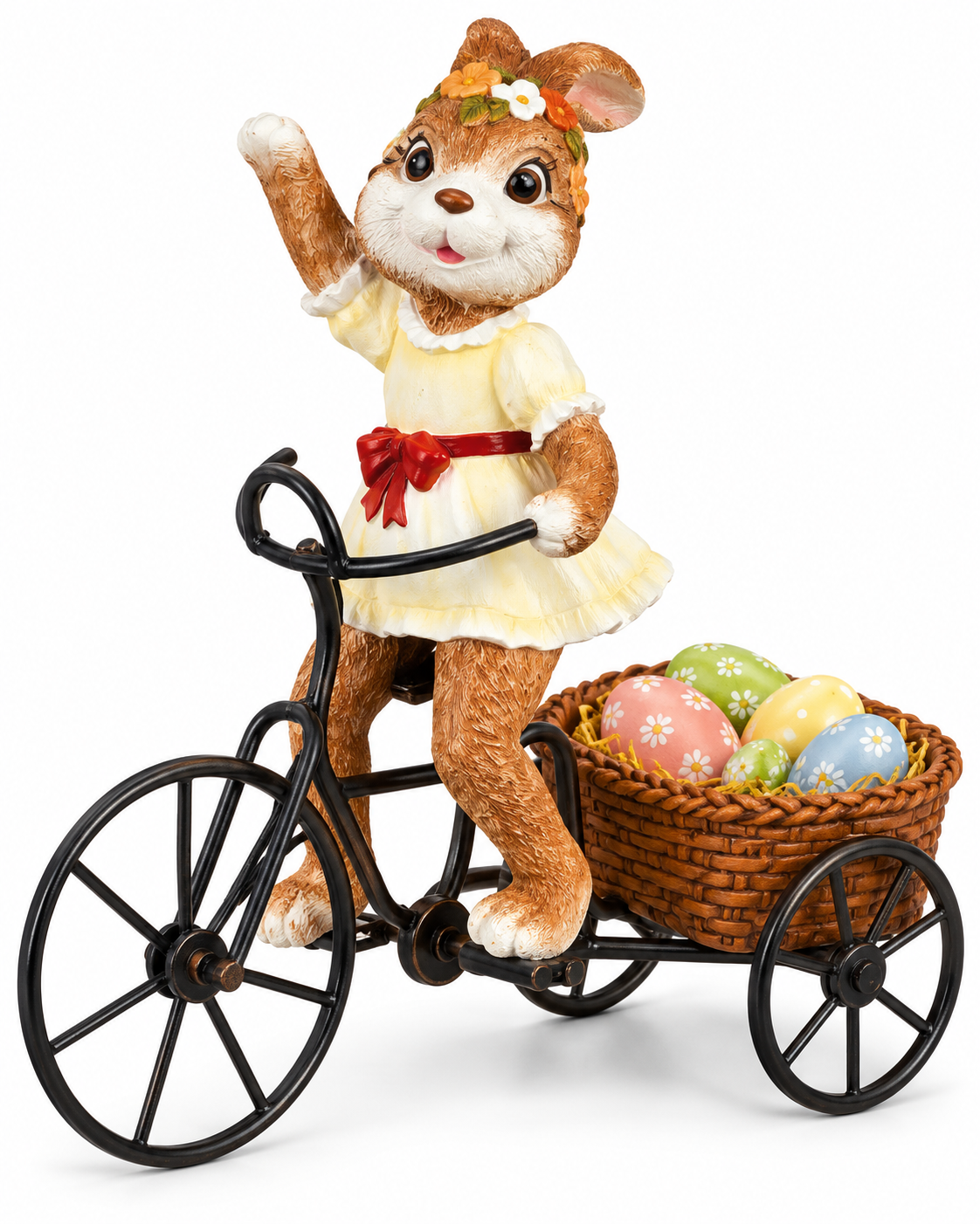 MyFlair Osterhase auf Dreirad mit Korb 18 cm Osterdeko Dekofigur B6