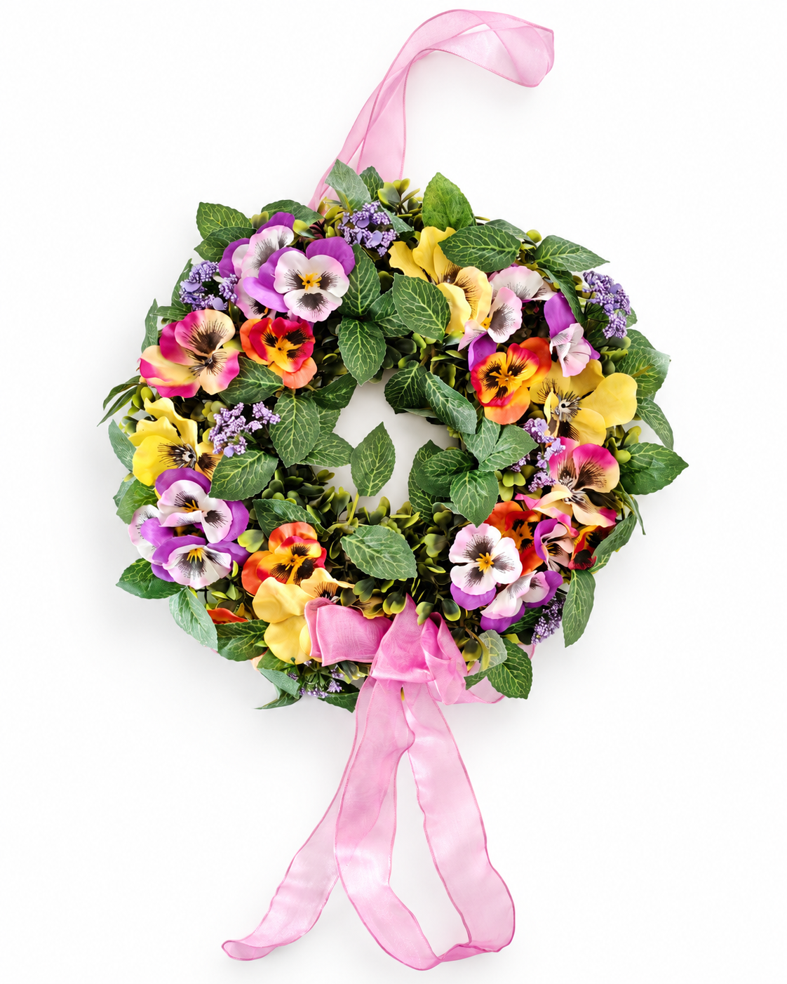 Stiefmütterchen Türkranz Bunt Blumenkranz Kunstblumen Frühling Wandkranz B4