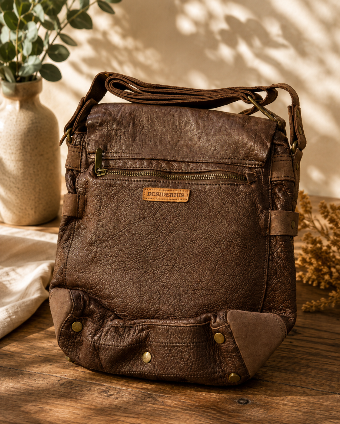 Desiderius Basic Cypress Tasche Braun Echtleder Unisex Ledertasche Schulter H2