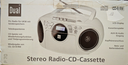 Dual P70 Kassettenradio CD Player UKW Boombox Stereo tragbar Weiß C02
