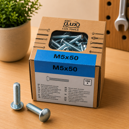 Lux Schlossschrauben verzinkt M5x50mm 100x Rund metrisch Gewinde