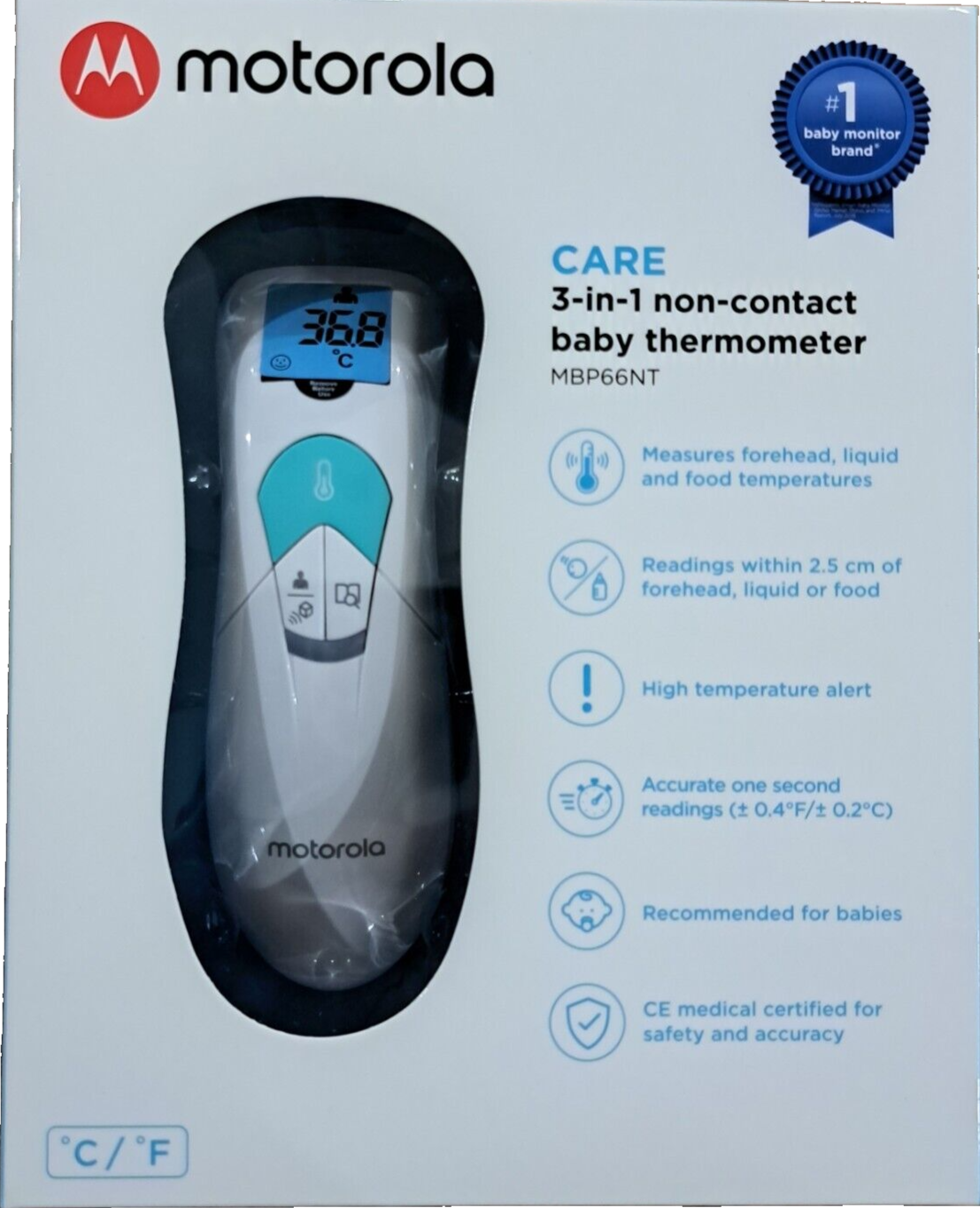 Motorola Care MBP66NT Digitales Kontaktloses Fieberthermometer,Präzise & Schnell