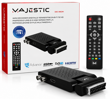 Majestic DEC663N DVB-T2 HD Receiver Mini Decoder Scart Digital TV Tuner HD A6