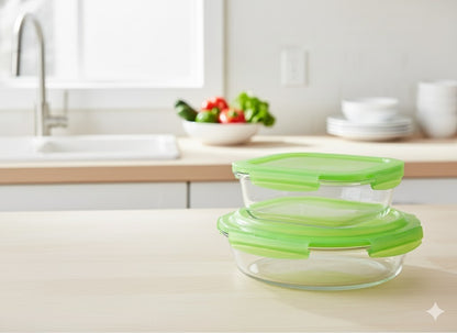 LocknLock Borosilikatglas Set 1,6l & 1,8l Grün | Ofenform & Auflaufform Deckel