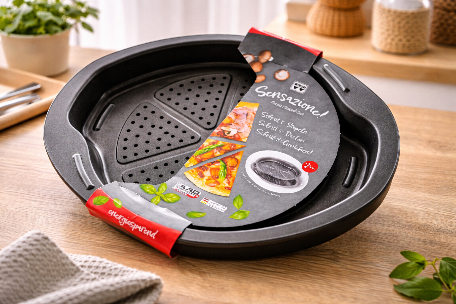 CHG Pizzablech 2er Set – 39x32 cm Backblech stapelbar