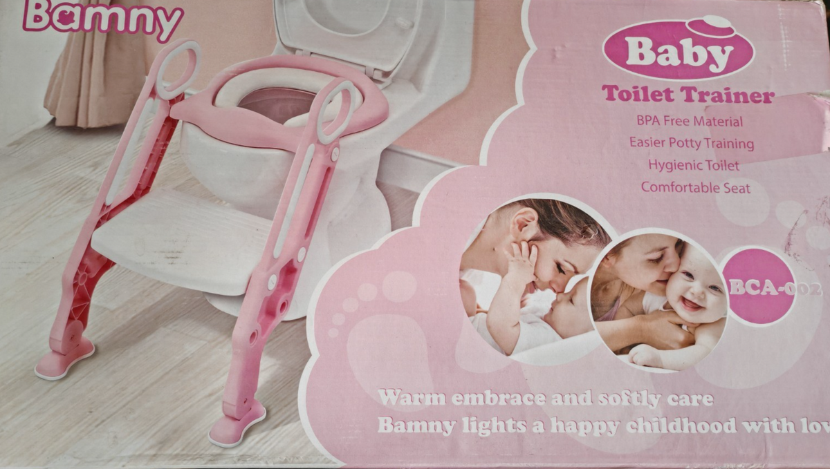 BAMNY BCA-002 Kinder Toilettensitz mit Treppe WC Trainer Rosa klappbar