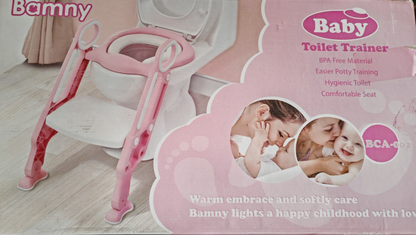 BAMNY BCA-002 Kinder Toilettensitz mit Treppe WC Trainer Rosa klappbar