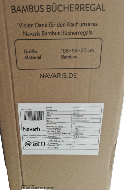 Navaris Bücherregal Bambus 108x59x20cm Standregal Holz Regal Aufbewahrung HO-A9