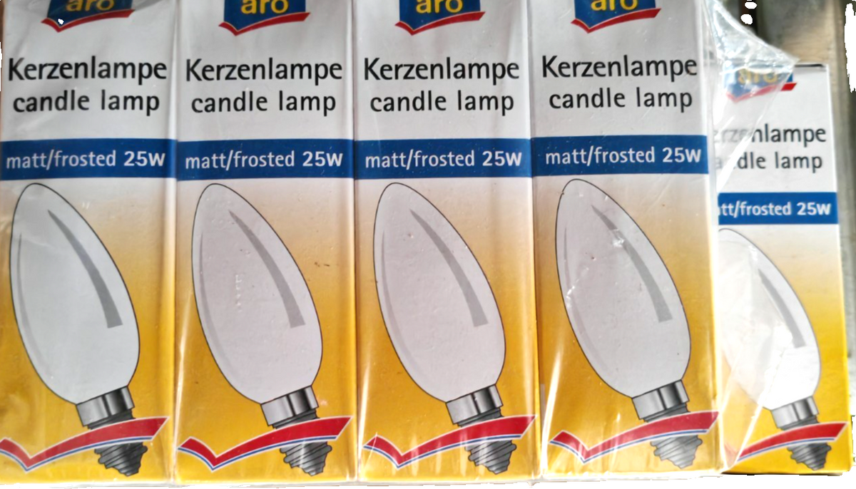 9x aro Kerzenlampe E14 25W 230V Matt Glühlampe Kerzenbirne Leuchtmittel HA34