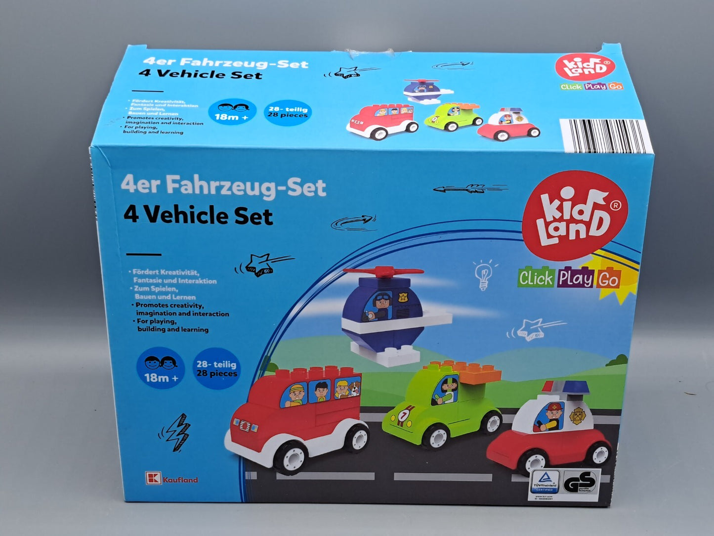 KidLand Click Play Go 4er Fahrzeug Set Spielzeugautos Kinder Fahrzeuge