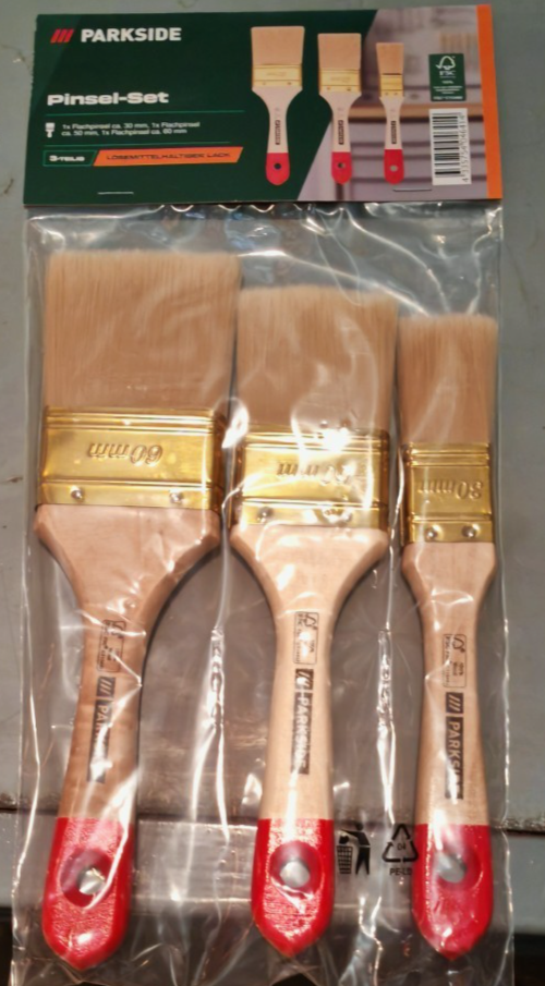 Parkside Pinsel Set 3tlg für lösungsmittelhaltige Lacke Malerpinsel Flach B1