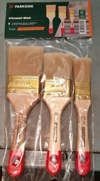 Parkside Pinsel Set 3tlg für lösungsmittelhaltige Lacke Malerpinsel Flach B1
