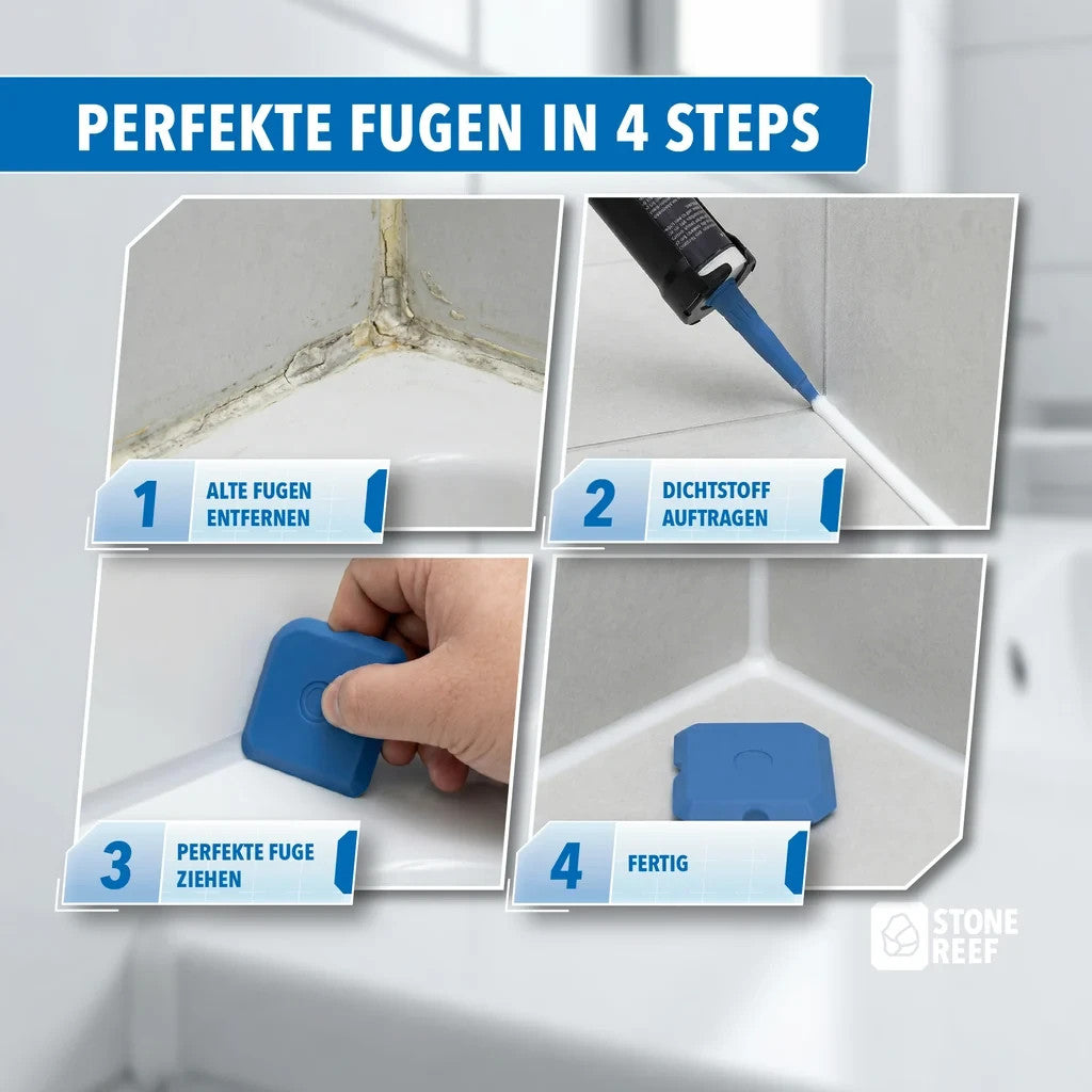 Fugenglätter Set Silikonentferner Fugenkratzer Abzieher Bad Fliesen A3