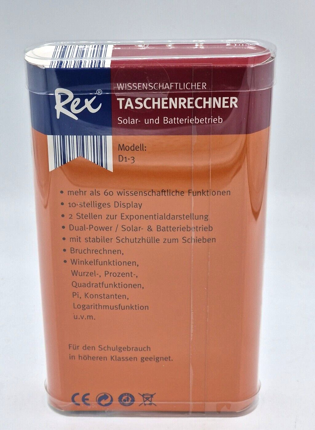 Wissenschaftlicher Taschenrechner Solar -und Batteriebetrieb, Rex