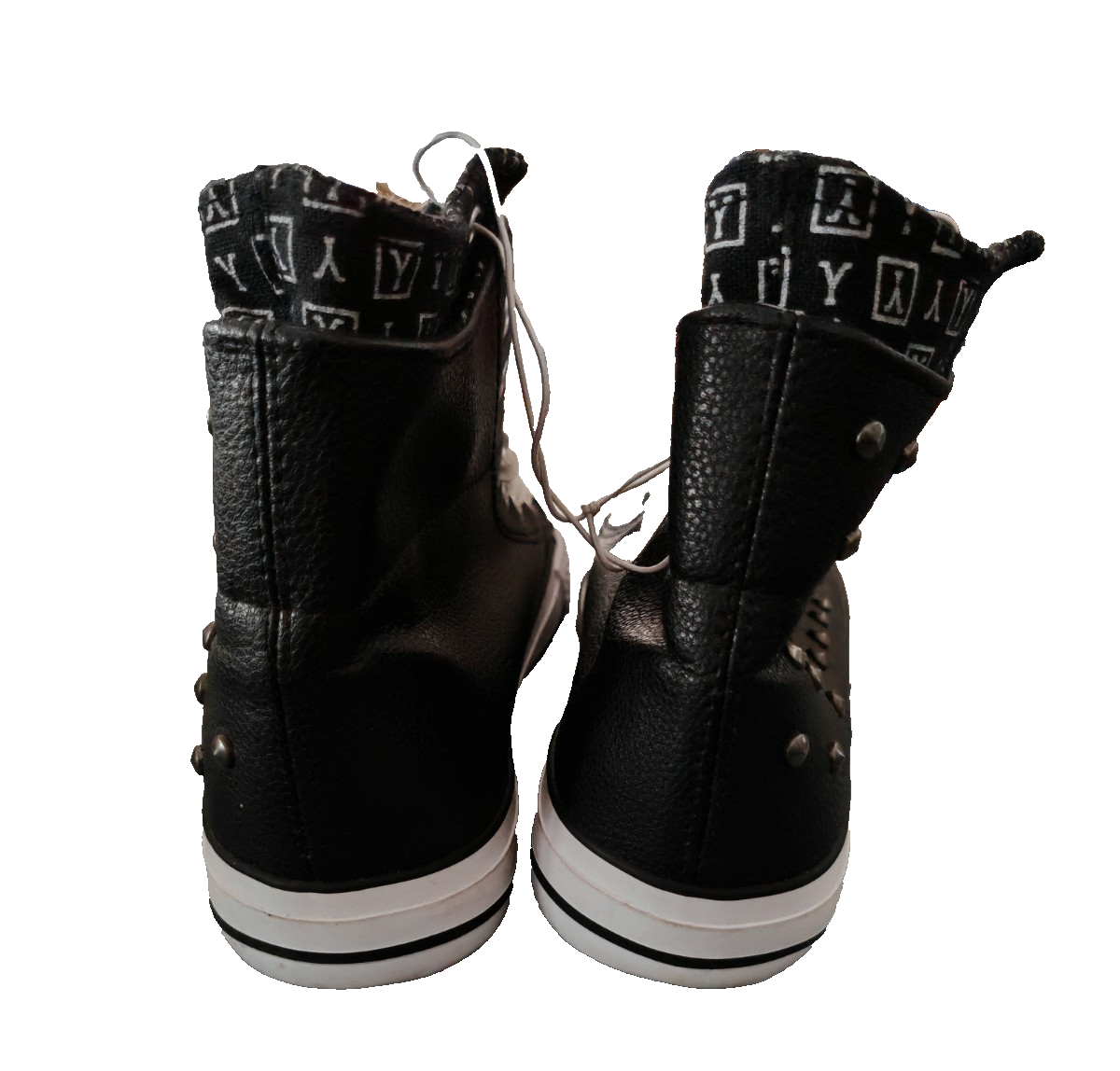 MANAS Loscarpe Damen High Top Sneaker Gr. 36 Schwarz Nieten Schnürschuhe