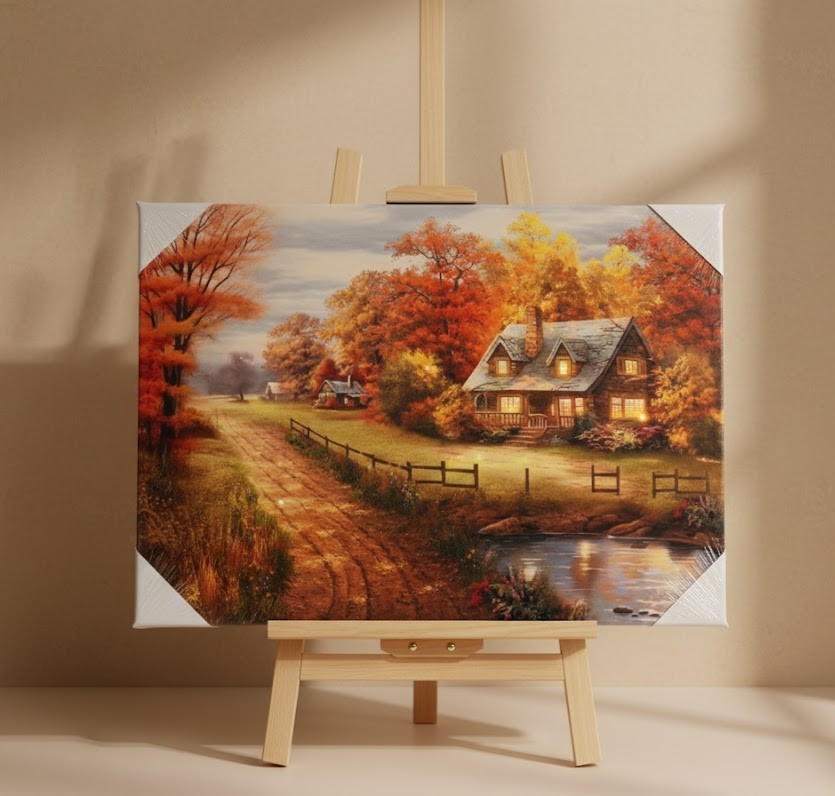 Weltbild LED Wandbild Herbstwald 40x30 cm 10 LEDs Deko Wanddekoration