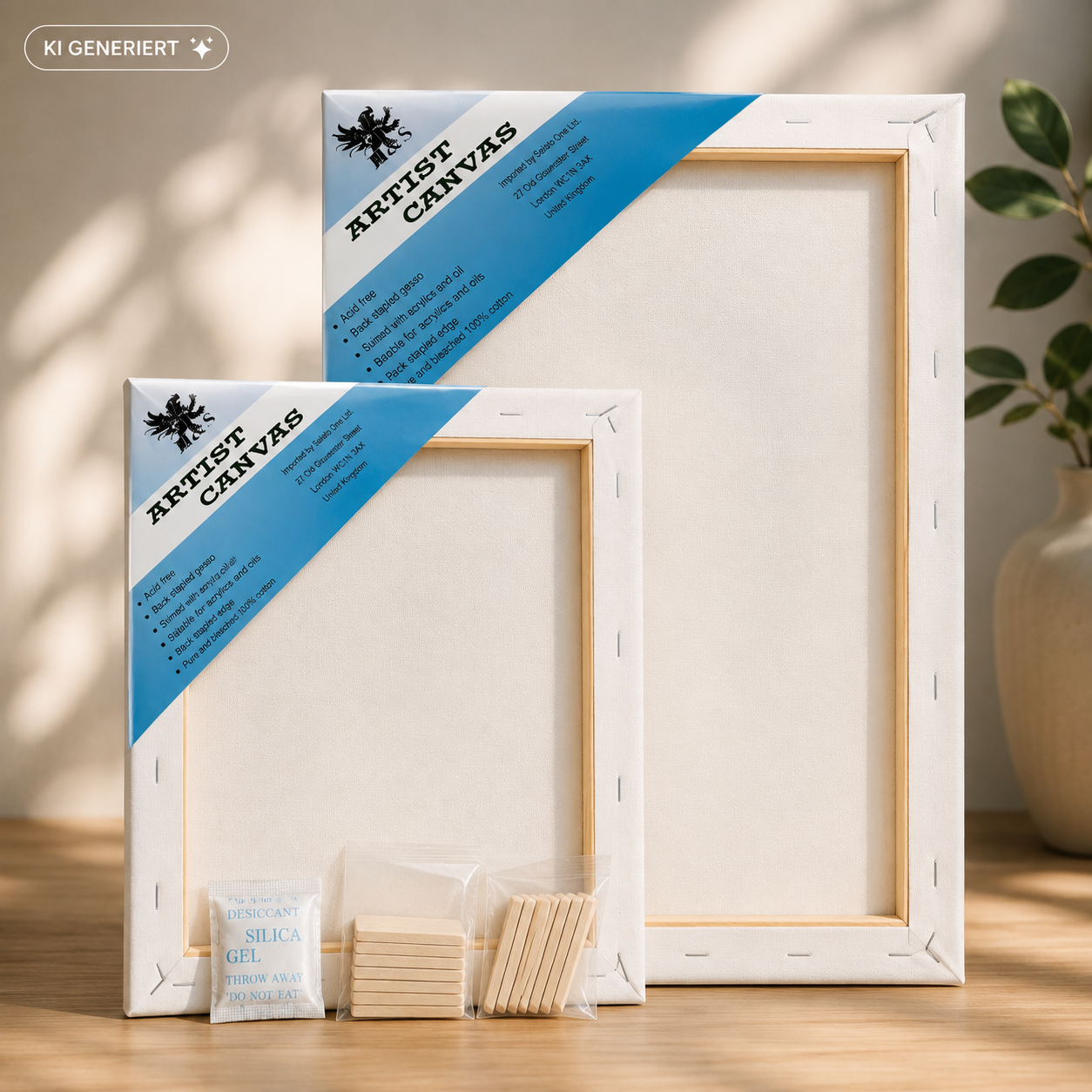H&S Keilrahmen Set 4er Leinwand 2x40x30 2x20x30cm Blanko Malen Künstler HA13