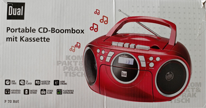 Dual P70 Kassettenradio CD Player UKW Boombox Stereo tragbar Rot A09