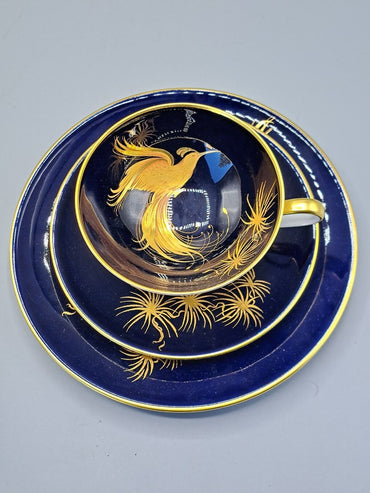 Hutschenreuther Porzellan, 1 Teller, 1 Tasse, 1 Untertasse, Antiquität
