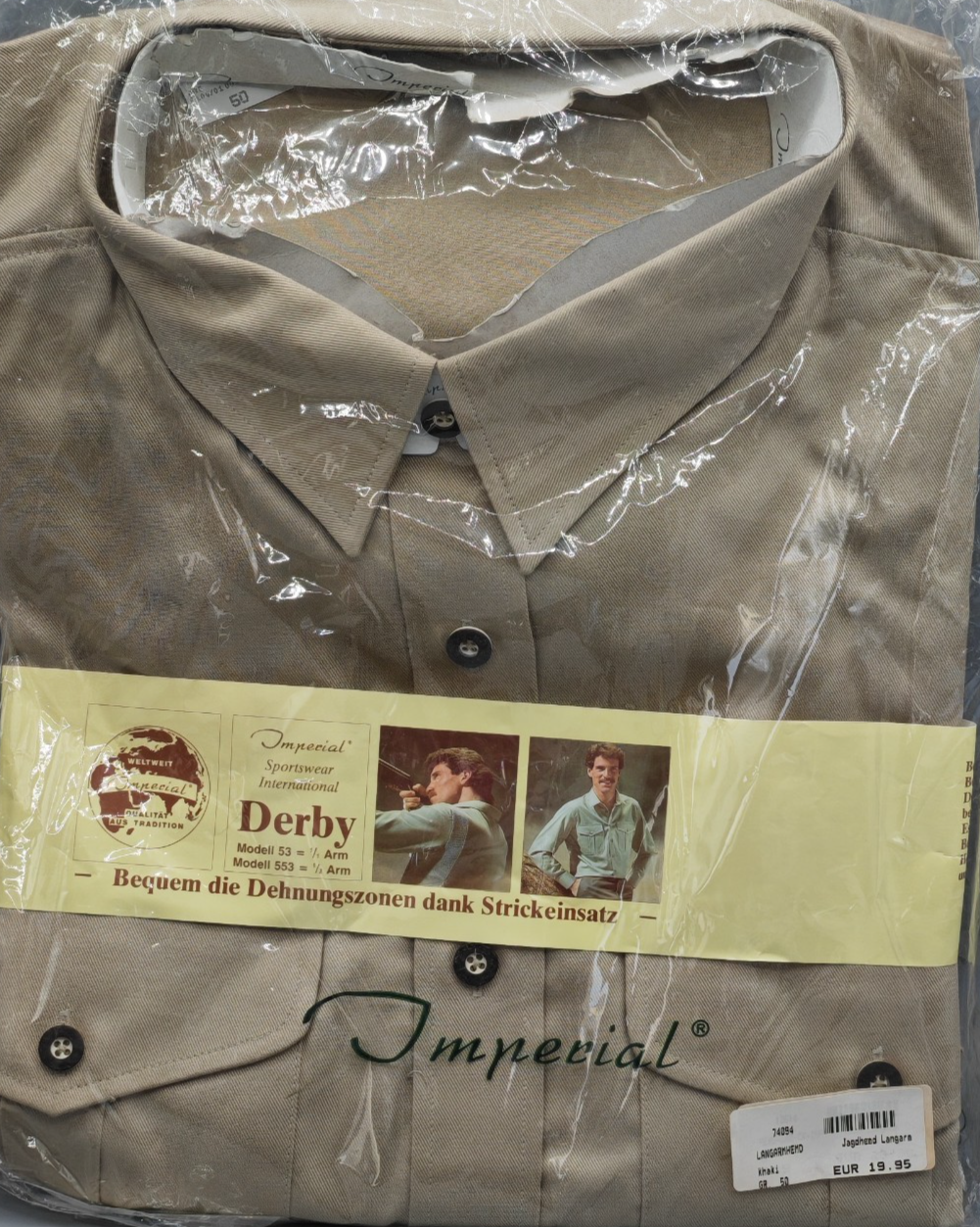 Imperial Derby Herren Jagdhemd Gr. 50 Khaki Langarm Dehnzonen Outdoor Hemd D2