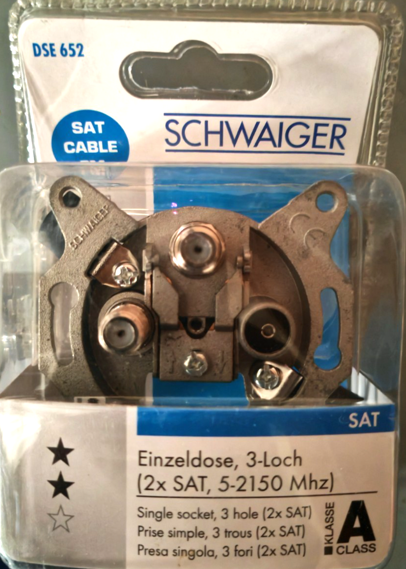 Schwaiger DSE652 3-Loch SAT Antennendose 2x F-Buchse TV FM Einzeldose A5