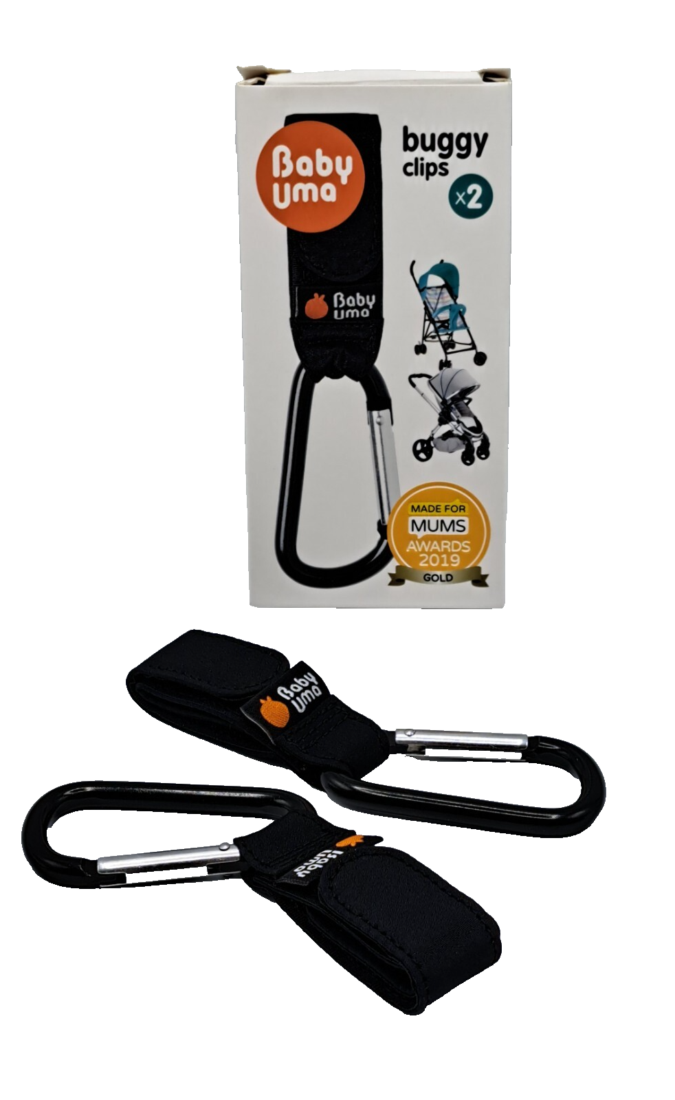 Baby Uma Buggy Clips 2er Set Kinderwagenhaken Taschenhalter Kinderwagen D8