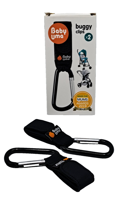 Baby Uma Buggy Clips 2er Set Kinderwagenhaken Taschenhalter Kinderwagen D8