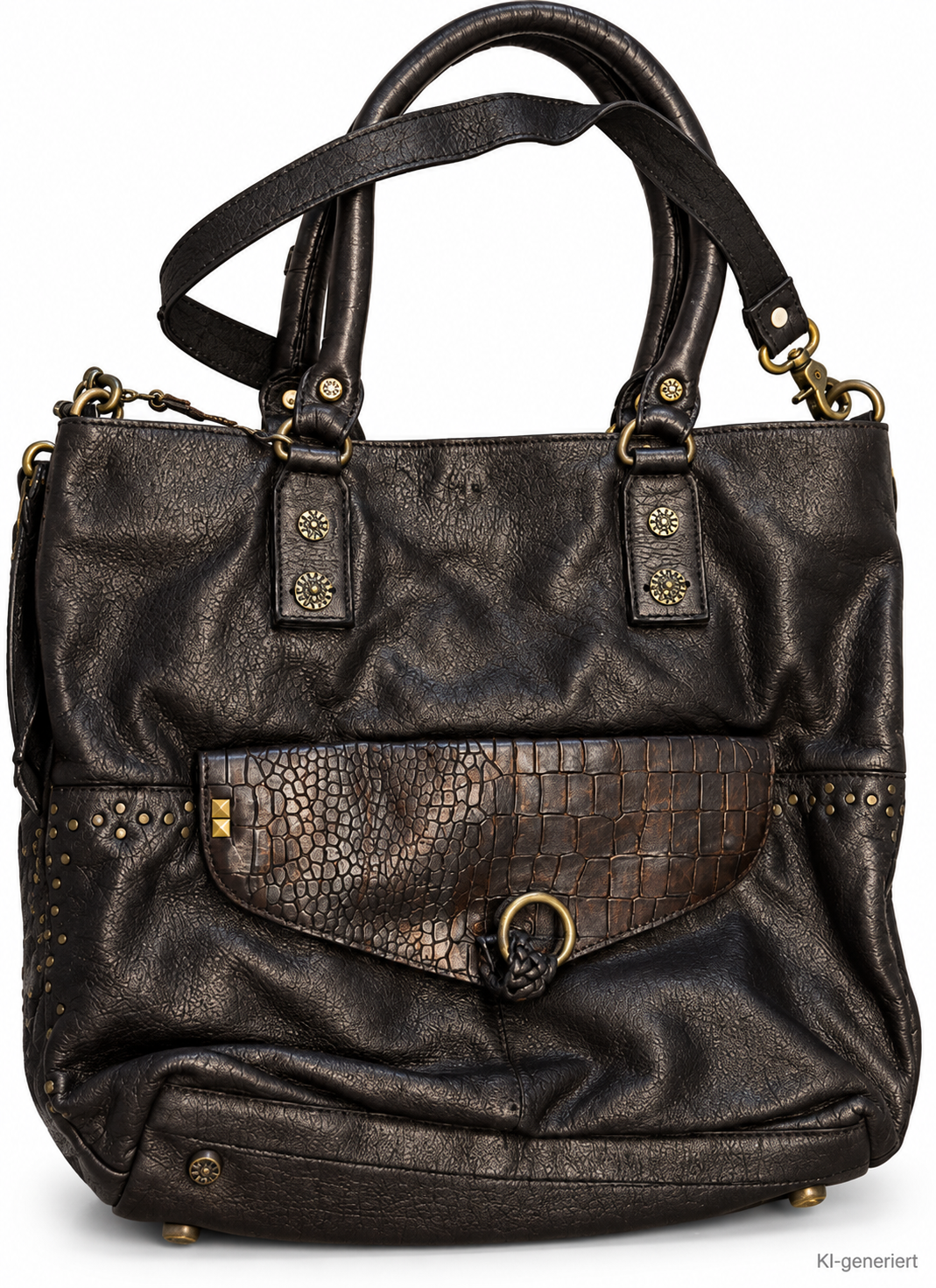 DESIDERIUS Damen Ledertasche Braun Echtleder Handtasche Schultertasche H3