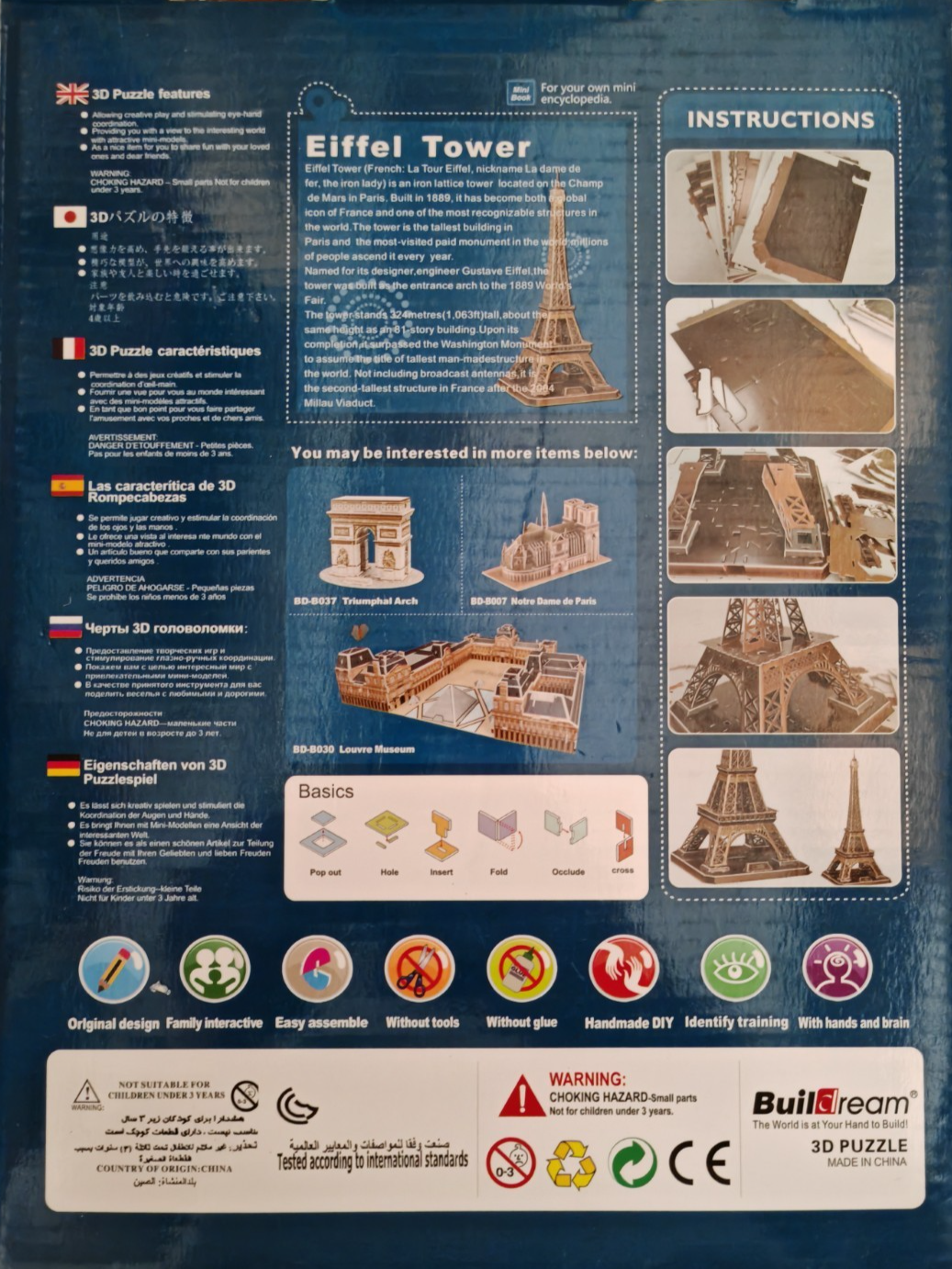 Buildream 3D Puzzle Eiffelturm Paris Modellbausatz Architektur Kinder D7